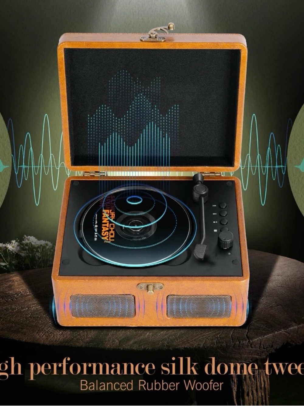 Vintage-Style Portable CD Turntable Player in Brown - Portable Audio & Video - Picture 8 of 8